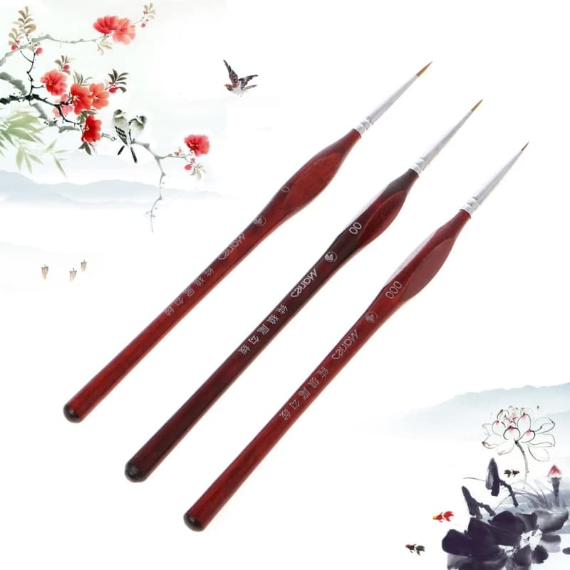 3Pcs 1Pc Miniature Paint Brushes Professional Wolf Hair Fine Detailing 0~000 For Painting Supplies