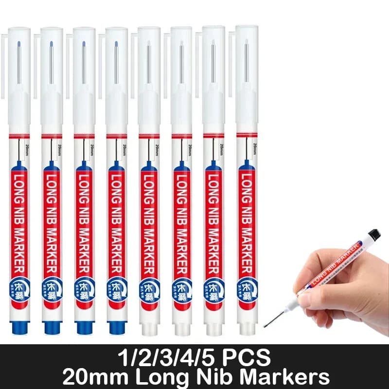 1/5 PCS Long Head Marker Marking Pen Permanent Paint Pen Set For Woodworking Decoration Deep Hole Marker Stationery Art Supplies