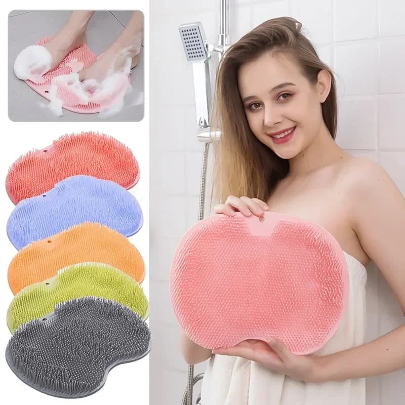 Silicone Rub Back Brush Bathroom Non-slip Wash Foot Pad Massage Shower Mat with Sucker Bath Massage Foot Exfoliating Brush Pad