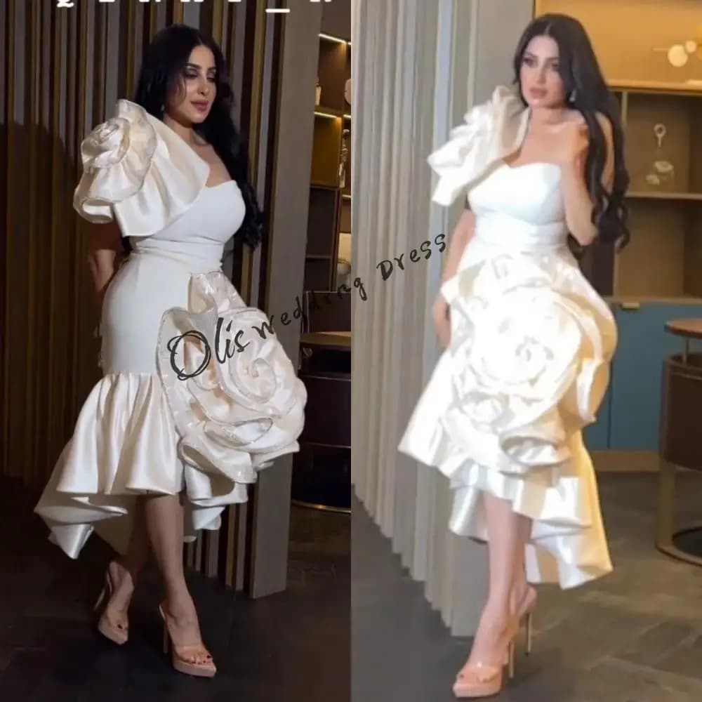 customized High Quality Strapless Mermaid Formal Ocassion Gown HandmadeFlower Satin prom dress for black girls2025