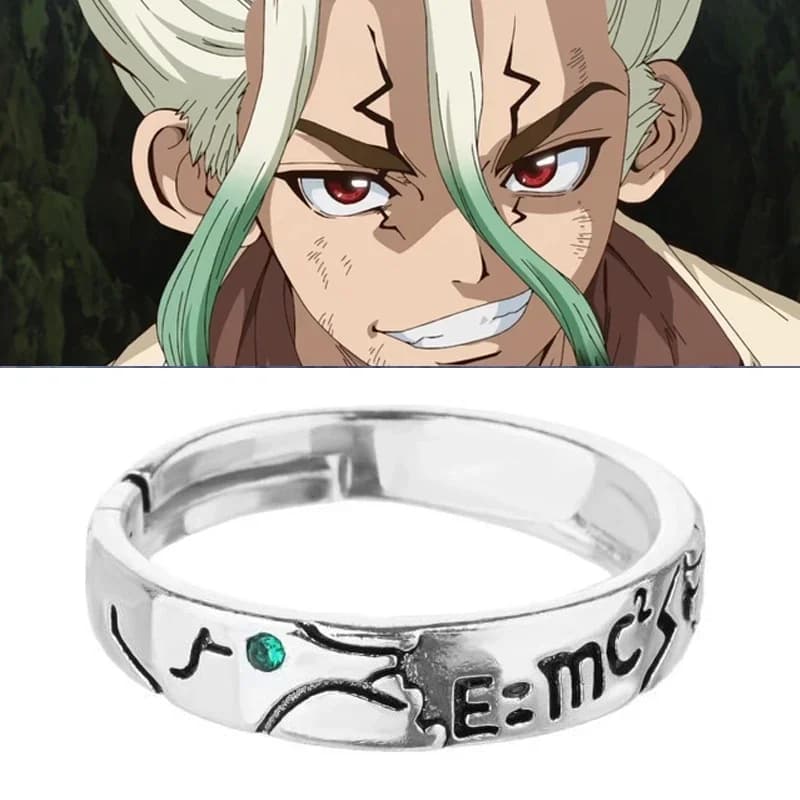 Anime Dr.Stone Ring Ishigami Senkuu Cosplay Adjustable Opening Rings Unisex Jewelry Props Accessories Gifts
