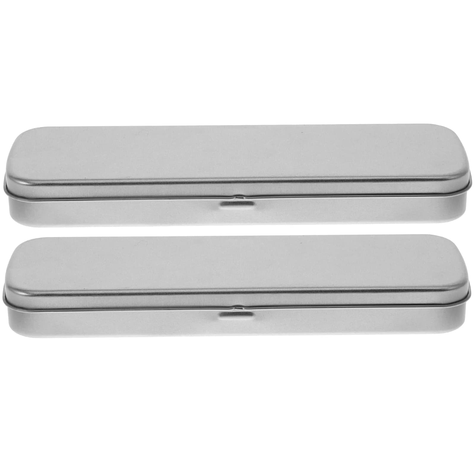 2Pcs Silver Gray Pencil Box Tinplate Case With Window Design Metal Pencil Case School Supplies Stationery Storage ganizer Pen