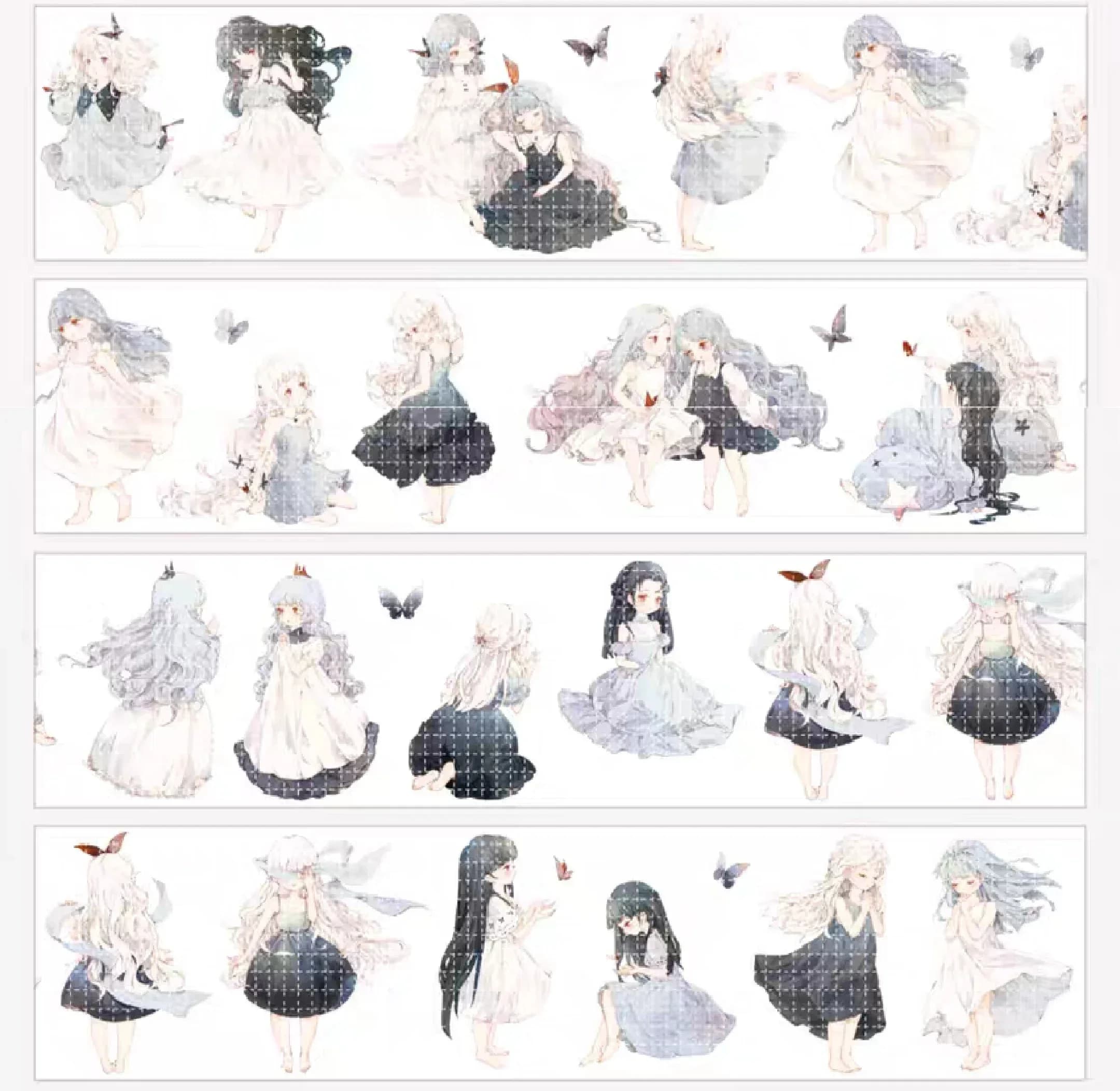 1 loop Cute Girls Vintage Collage Shiny Washi PET Tape