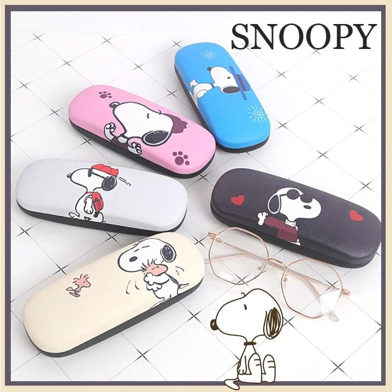 Snoopy Eyewear Case Cartoon Spectacle Case PU Leather Portable Anti-extrusion Eyeglass Storage Box Women Travel Glasses Boxes