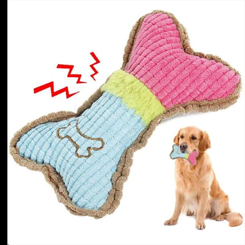 1pc Dog Squeaky Toys, Bones Plush Dogs Chew Toy for Small Medium Breed Puppy Aggressive Chewer Pets Puppy Playing Cleaning Teeth