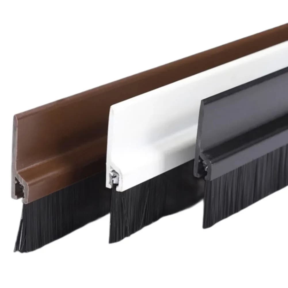 100cm Door Bottom Brush Seal Strip Insectproof Soundproof Door Bottom Seal Strip White/Black/Brown/Gray TPE Seals Soft Brush
