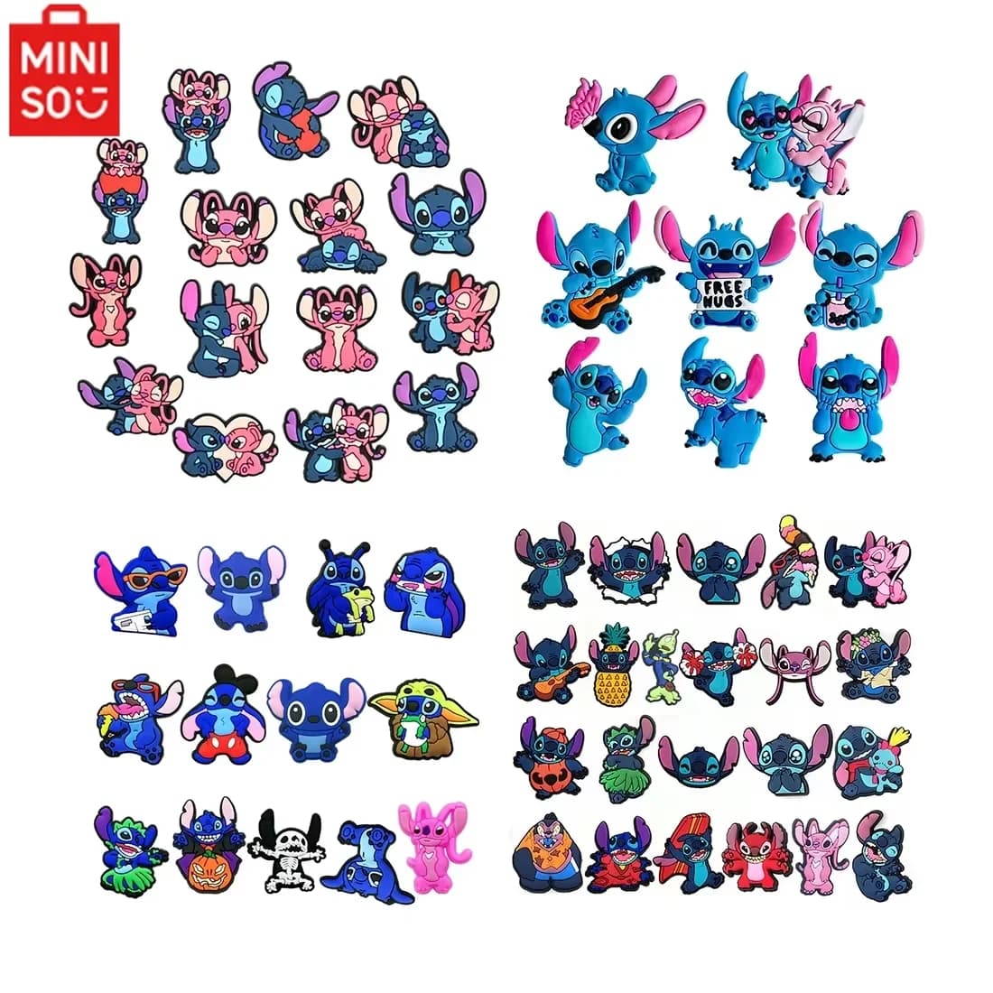 MINISO 8-22Pcs Disney Stitch Shoe Charms Cartoon DIY Shoes Accessories For Clogs Sandals Decorations Kids X-mas Gifts
