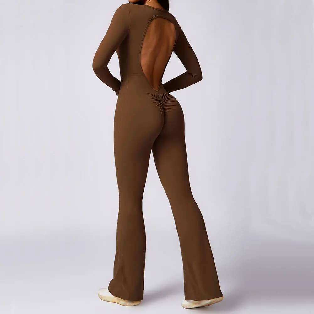 Jumpsuit Long Sleeves Gym Set Women's Yoga Suit Sportswear Women Sports Flared Pants Fitness Rompers Stretch Workout Bodysuits