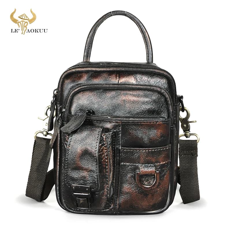 Hot Sale Genuine Bull Leather Multi-function Messenger Crossbody Tote Bag For Men Male Design Satchel Fanny Waist Belt Pack 3004