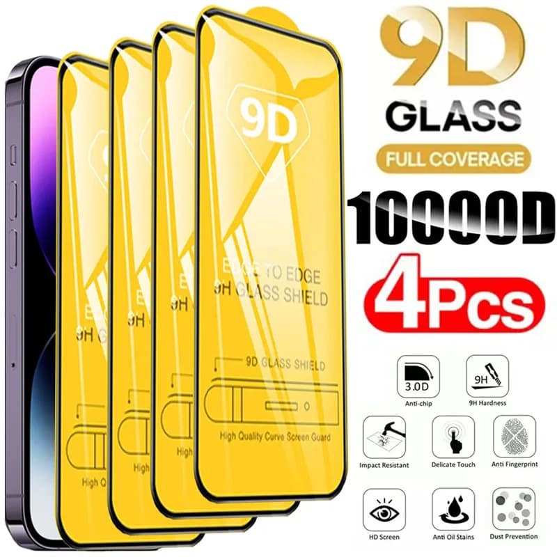 9D Screen Protector Tempered Glass for iPhone 16 Pro Max 15 14 13 12 11 Mini Protective Glass for iPhone X XR XS Max 7 8 14 Plus