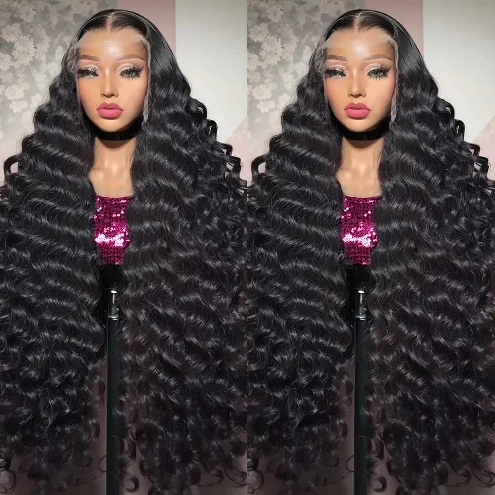 250% Density Hd 13x4 13X6 Loose Deep Wave Lace Front Human Hair Wigs 30 40 Inch Natural Water Wavy Curly Wigs Lace Frontal Wig