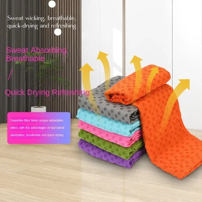 Non-slip plum blossom yoga towel, free net pocket, machine washable sports towel, microfiber fitness towel, yoga towel