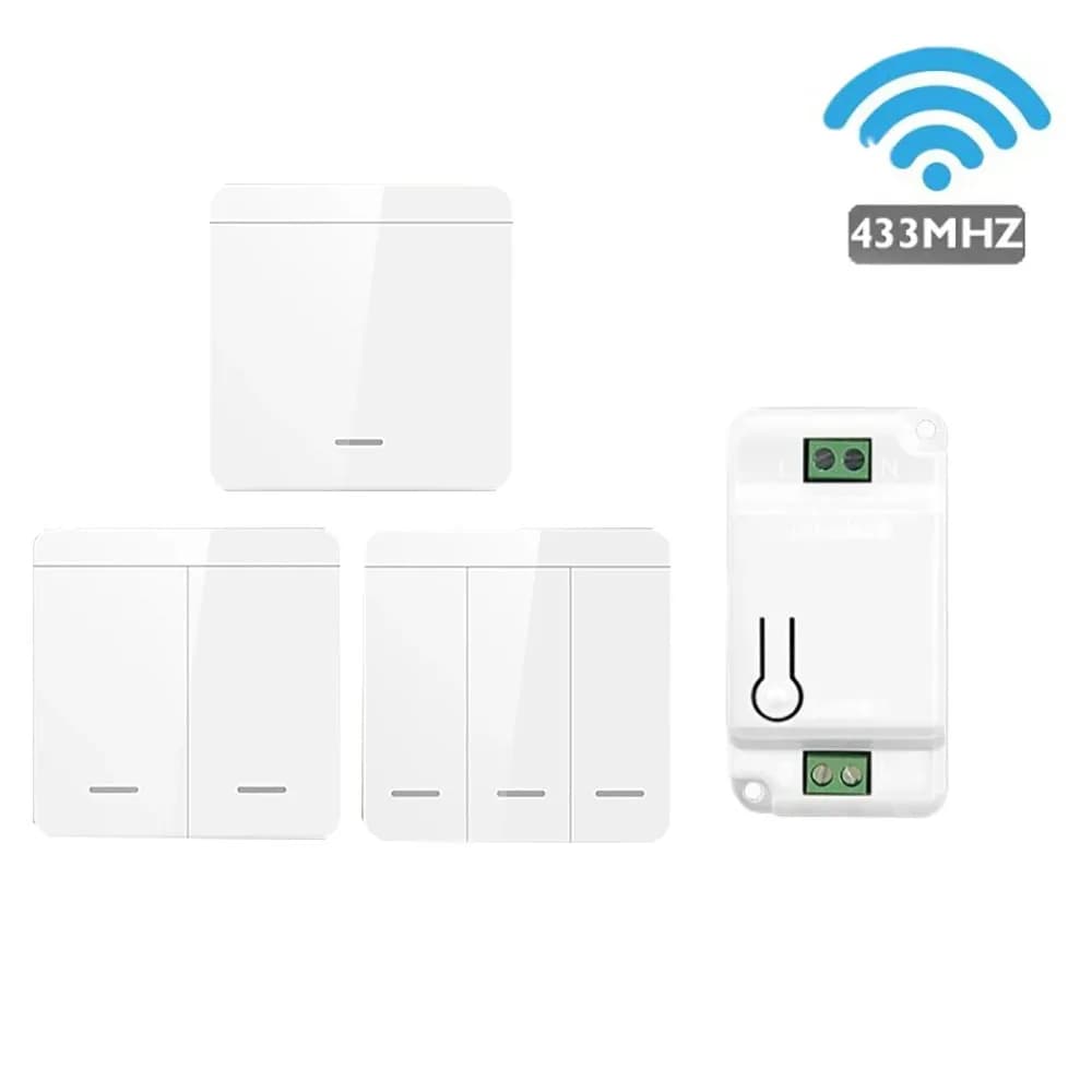 1/2/3 gang 433Mhz smart push Wireless Switch Light RF Remote Control 110V 220V Receiver home Wall button Ceiling Lamp