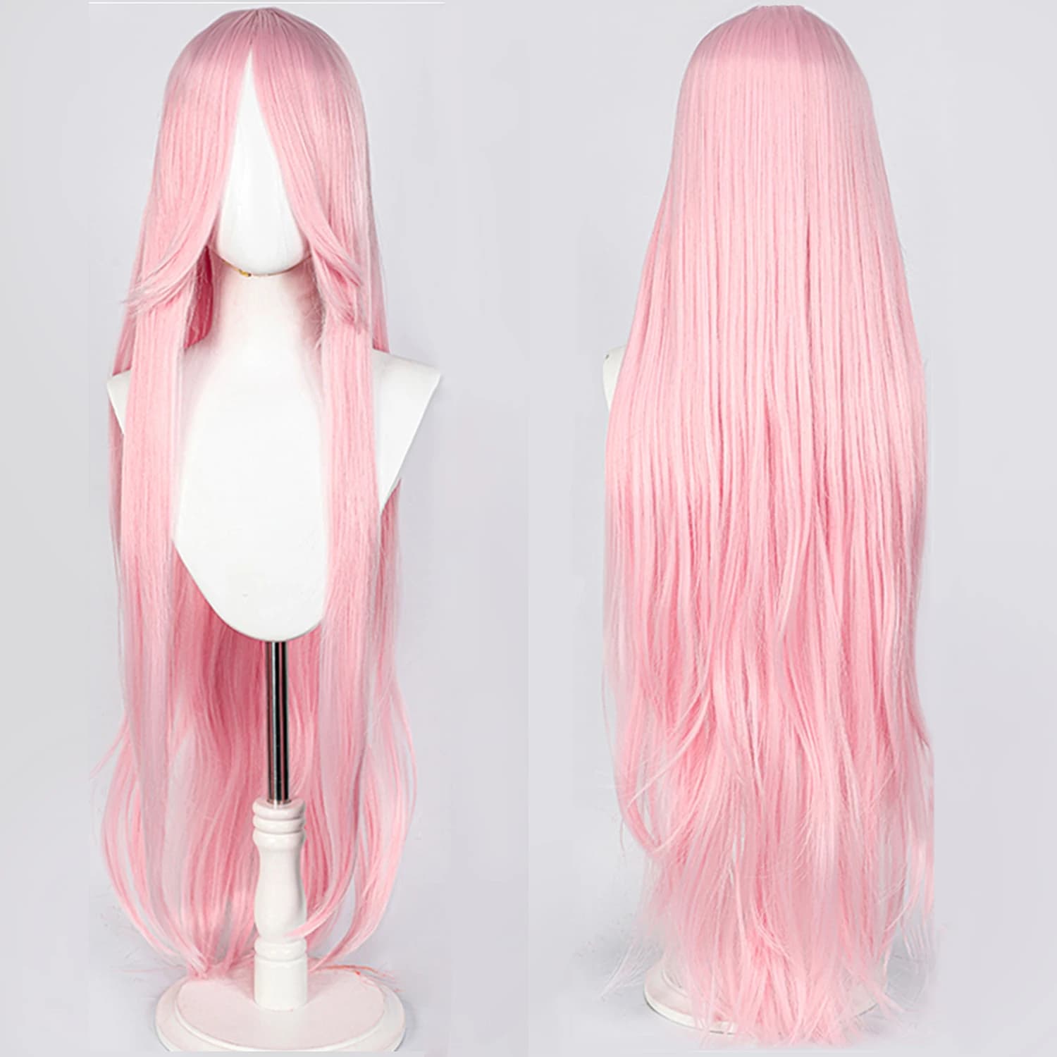 100CM Long Straight Wig With Bangs Synthetic Cosplay Wig For Women Pink Purple Cosplay Wigs for Party For Halloween