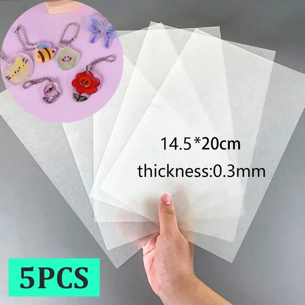 5Pcs Shrink Plastic Sheets Fun Thermal Heat Shrink Film Translucent Sheets Blank Shrink Art Film Paper For DIY 14.5x20cm