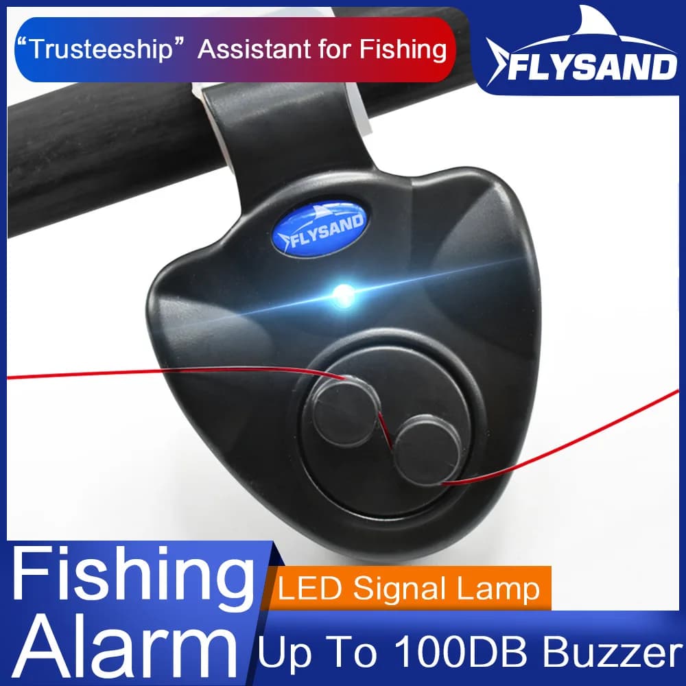 FLYSAND LED Light Fishing Alarms Portable Carp Bite Alarm Fishing Line Gear Alert Indicator Buffer Fishing Rod Loud Alarm