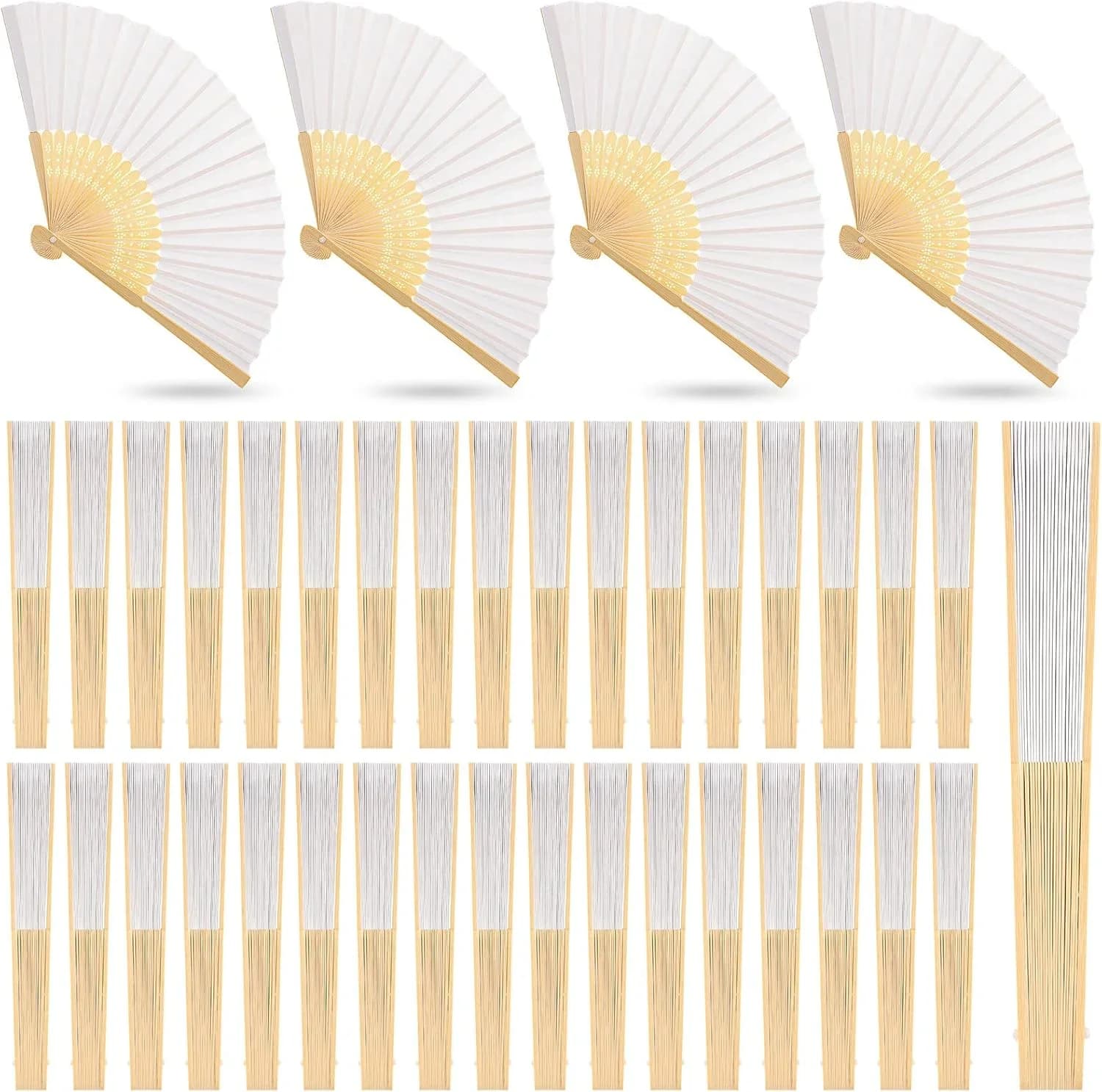 1-50PCS Paper Bamboo Folding Hand Fan Wedding Personalized Fans Party Decor Art Craft DIY Folding Fan for Wedding Party Decor