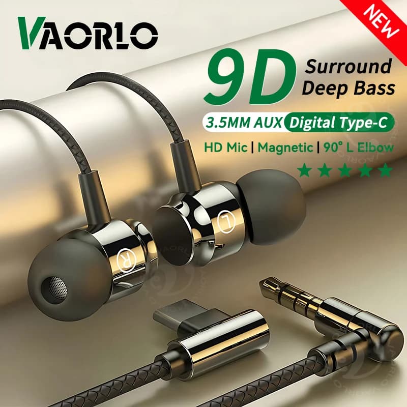 Digital Chip Wired Earphone 3.5mm AUX/Type C 9D HIFI Heavy Bass In-Ear Game Headsets For Samsung Huawei Xiaomi OPPO iPad PC MP3