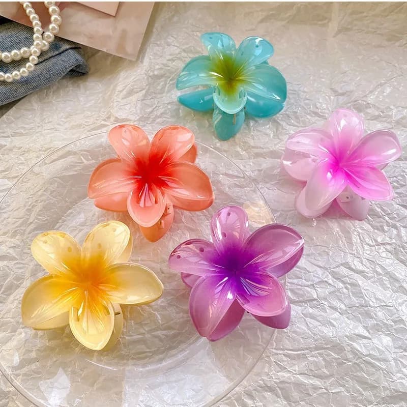 Five-petal flower Summer Super Fairy Vacation style frangeria Grab clip Shark Clip Acrylic flower hair grab hair accessories bac