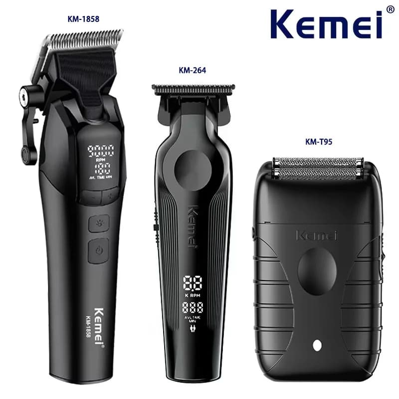 Kemei KM-1858 9000RPM 10W Hair Clipper,KM-264 Rechargeable Electric Trimmer,Original KM-T95 Shaver For Men Barber Clippers Kit