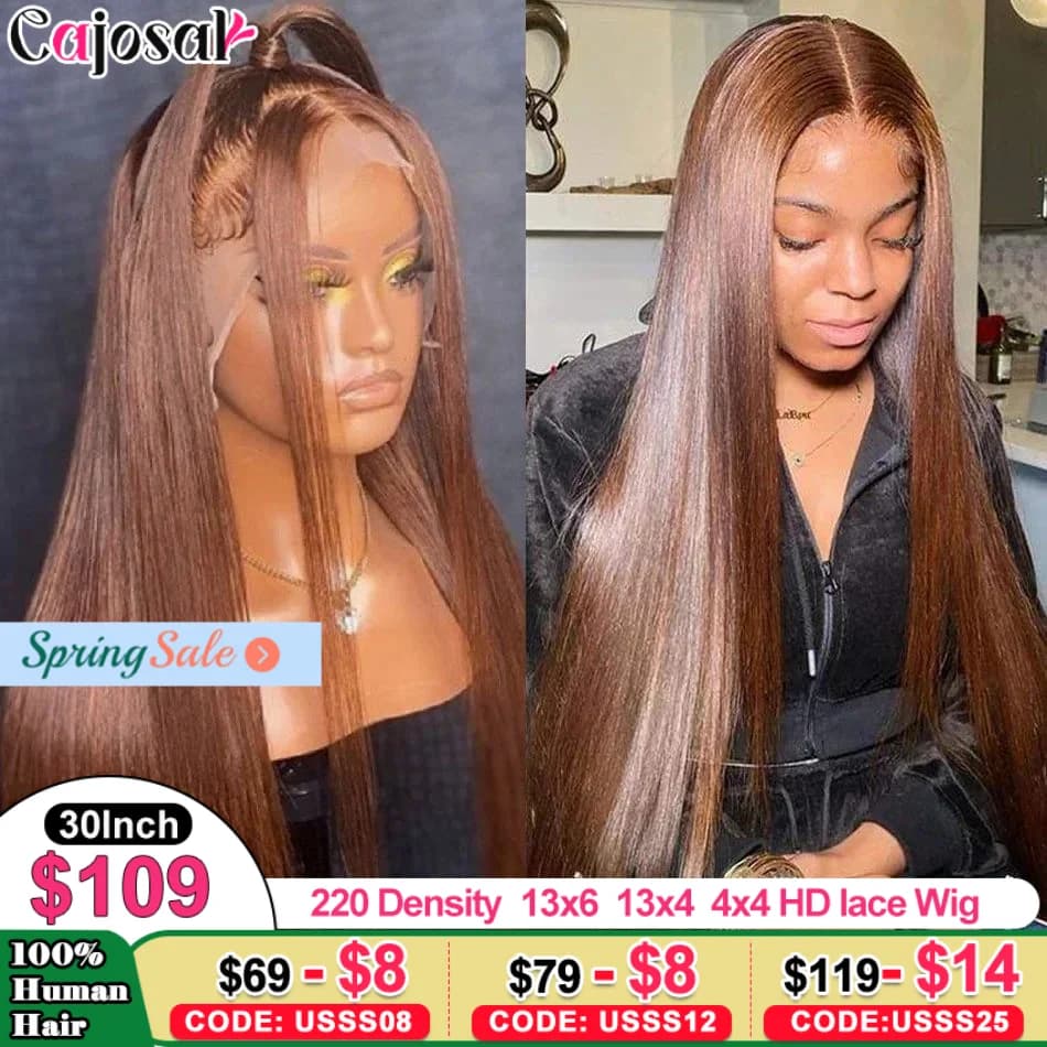 360 Full Hd Lace #4 Brown 200% 13x6 HD Lace Frontal 13x4 Front Wig for Women Straight Wave Remy Human Hair 4x4 Closure Wig Glue