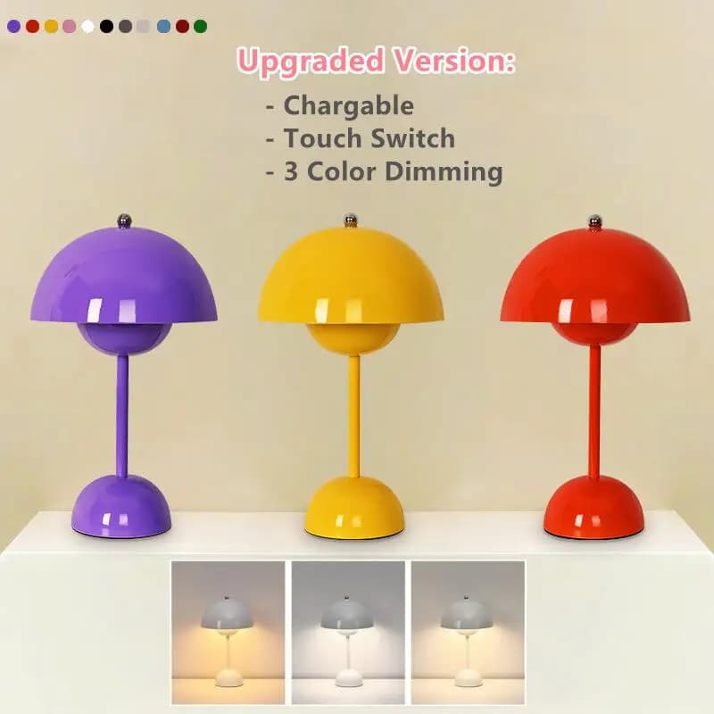 Nordic Flower Bud Table Lamp Creative Iron Touch Switch Led Rechargeable Cordless Desk Lamp for Hotel Bedroom Bedside Decorate