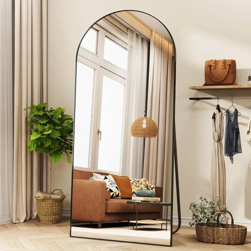 Floor Mirrors High quality explosion-proof glass Aluminum Alloy Frame 76"L x 34"W Provide ample space for appreciation mirror