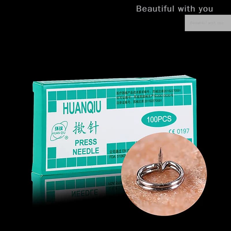 100Pcs/Box Multi-Condition Ear Seed Acupressure Kit Press Needle Ear Seeds Acupuncture Vaccaria Plaster Bean Massager