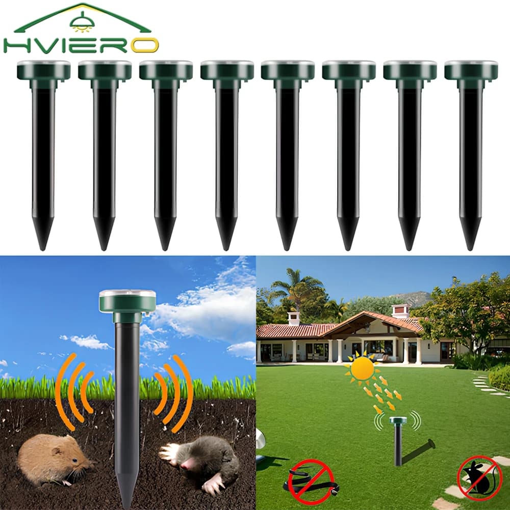 1/2/4/8 Solar Powered Ultrasonic Sonic Mole Pest Rodent Repeller Repellent Yard Outdoor Lamp Backyard Farmland Mouse Repeller