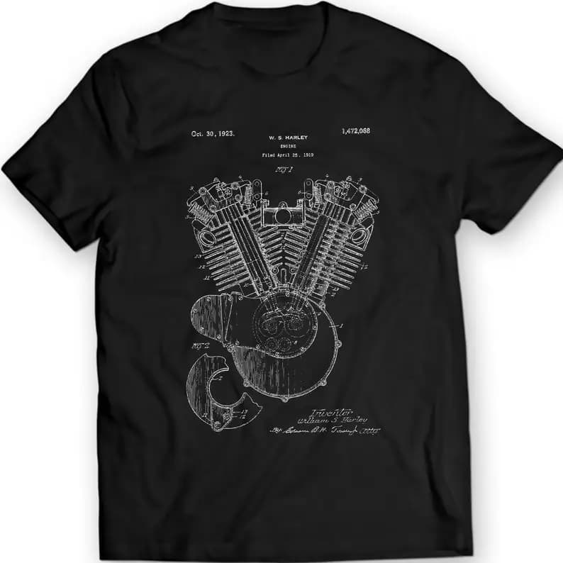 Motorcycle Honkey Donkey Engine 1923 Hog Patent T-Shirt