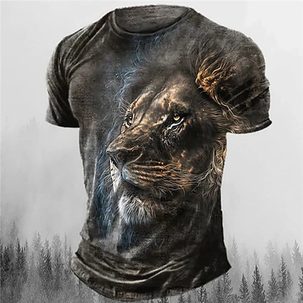 Men's T shirt Graphic Animal Lion Crew Neck Clothing 3D Printed Outdoor Daily Short Sleeve Print Fashion Tee Vintage Tops