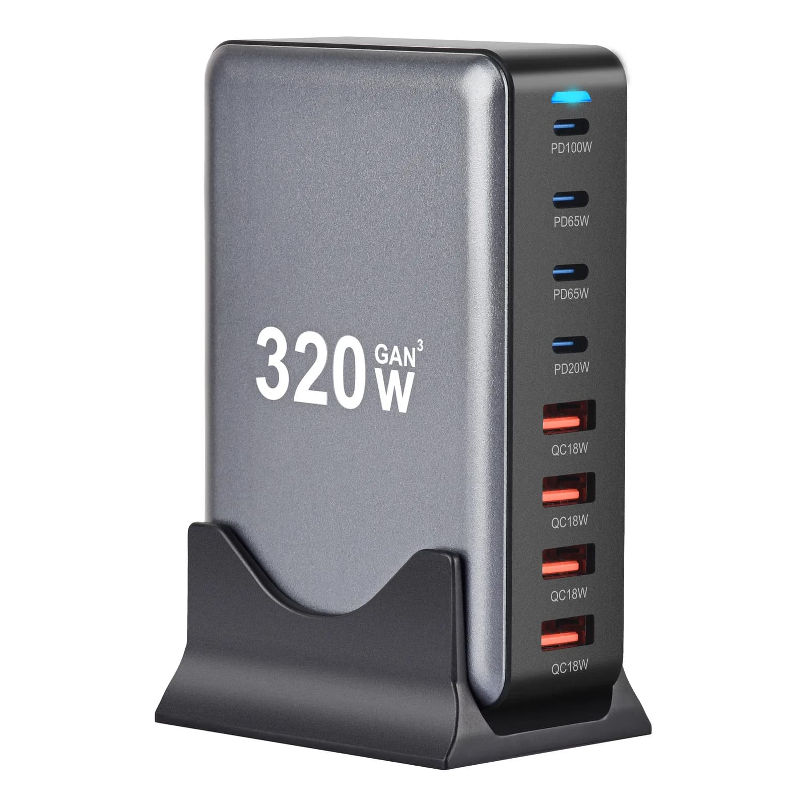 New Style 320W GaN Desktop Charger 8-port USB Type C PD Charger Fast Charge 3.0 USB Type C Fast Charger Mobile USB Charger