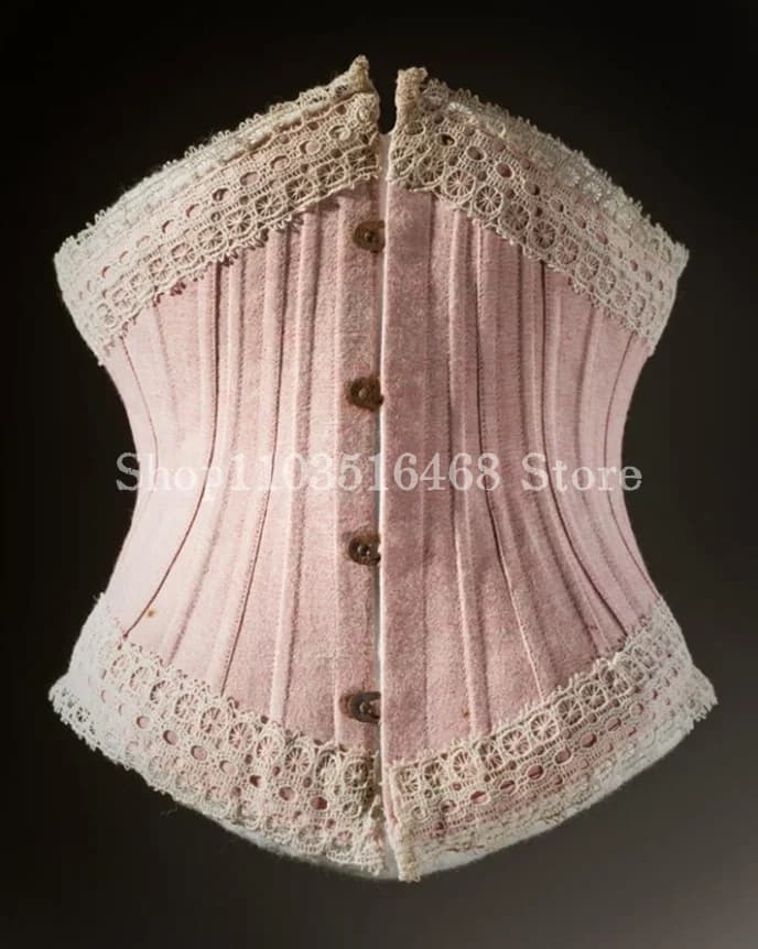 Pink corset Victorian top vintage lace trimmed lingerie plus size women's corset novia accesorios