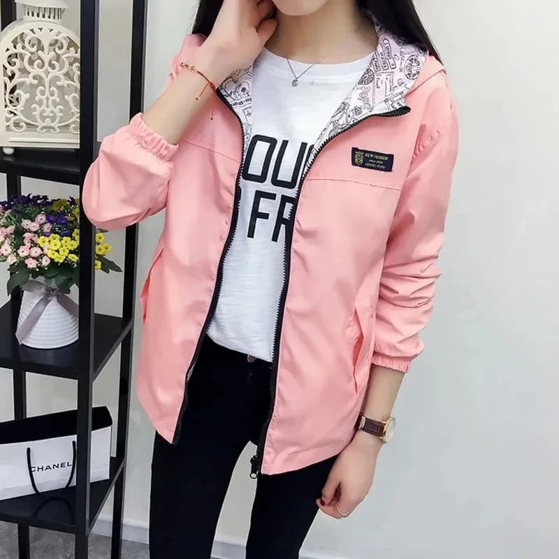 Double-Sided Trench Coat Women 2023 New Spring Autumn Clothes Hooded Windbreaker Jacket Female Outerwear Tops Student Coats 3XL