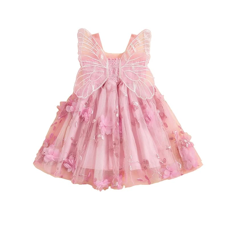 Toddler Baby Girl Butterfly Wings Dress Princess Sleeveless Tulle Butterfly Wing Skirt Birthday Party Tutu Dress