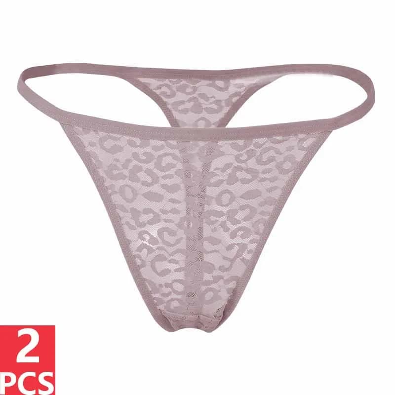 2PCS Women Thong Hollow Out Transparent Lingerie Breathable Female Underpants Low Rise Underwear Sexy Girls G String Lace Pantie