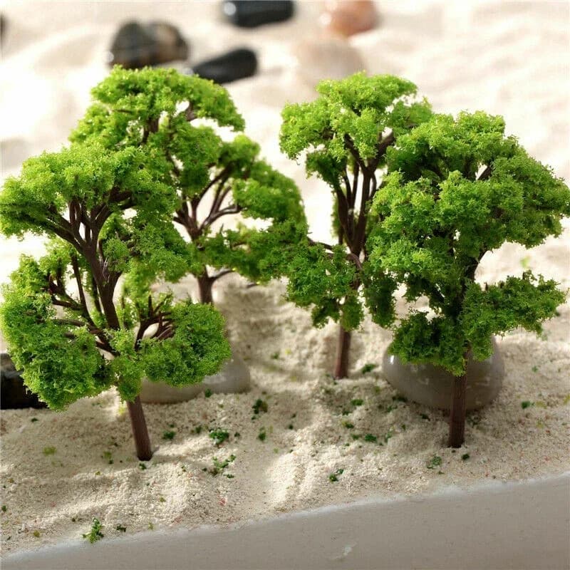 10*Model Trees Railroad Diorama Mini Scenery Plastic Scale Scene 4CM Decoration For Houses Desks Living Rooms