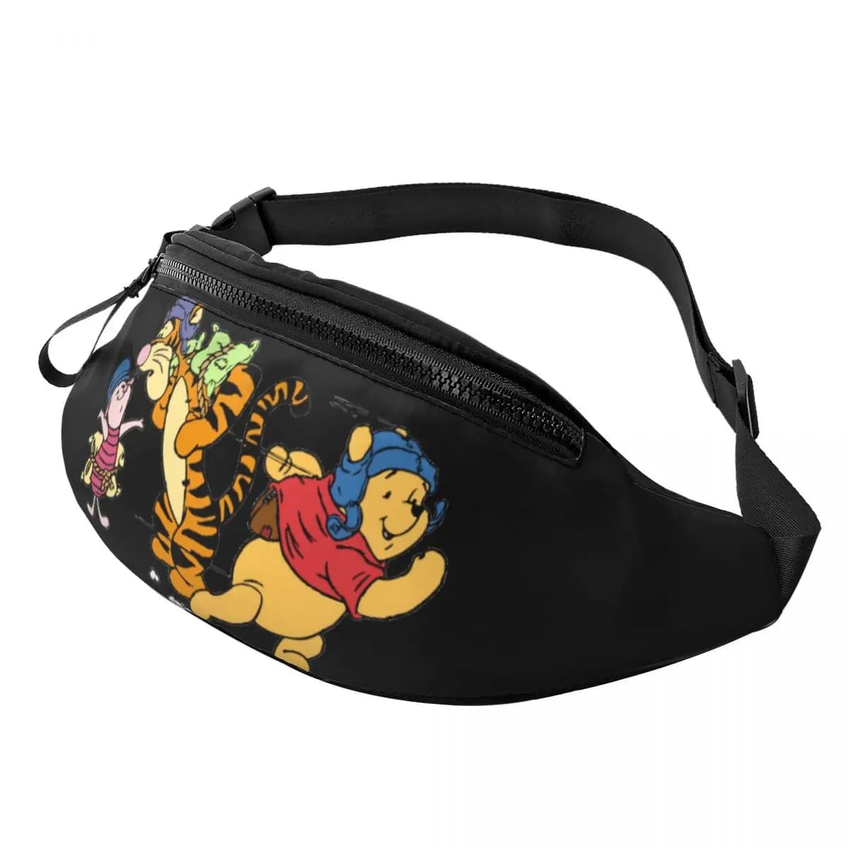 Custom My Friends Tigger Pooh Fanny Pack Women Men Fashion Cartoon Crossbody Waist Bag for Travel Cycling Phone Money Pouch