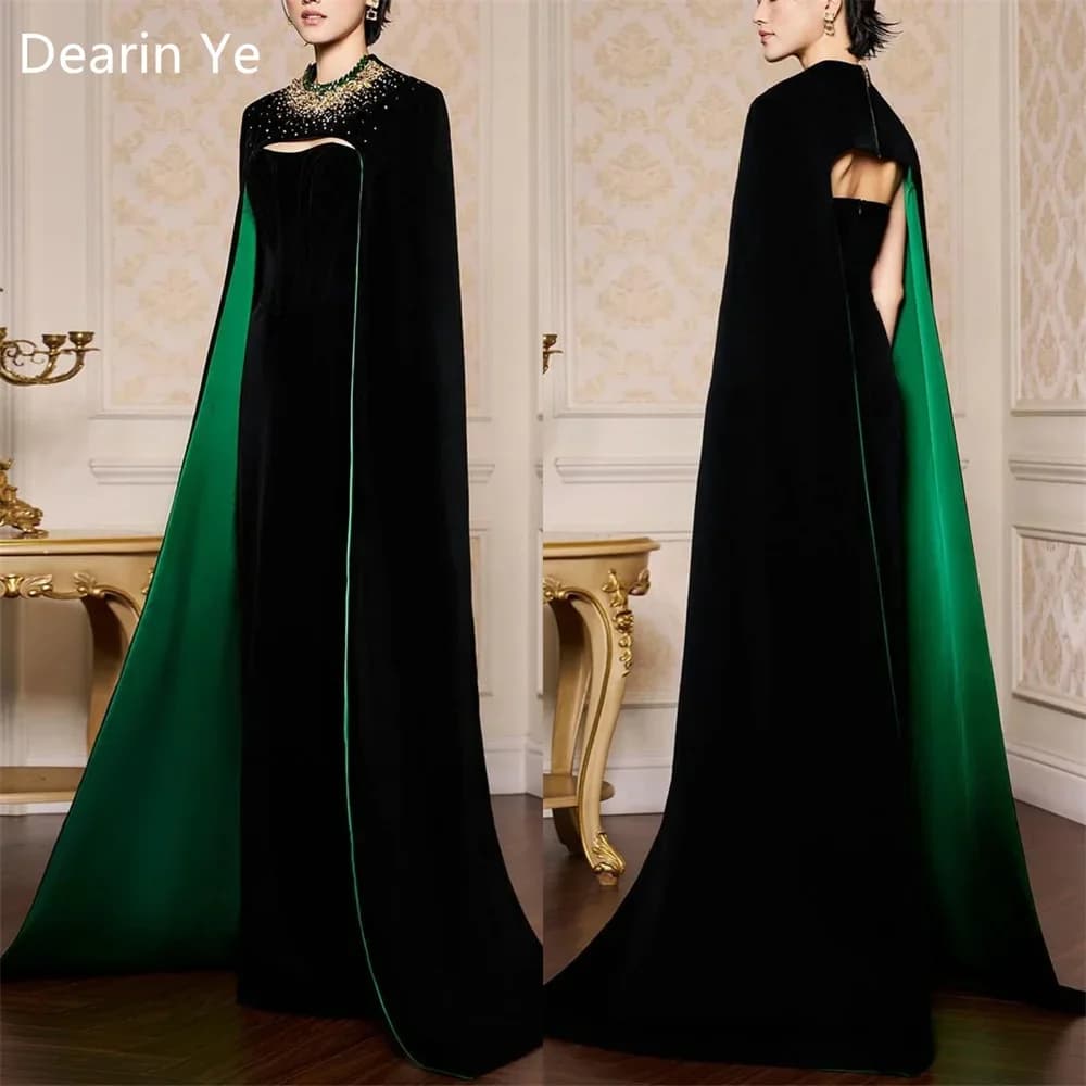 Customized Saudi Arabia Dearin Scoop Neckline A-line Floor Length Skirts Stole Beading Bespoke Occasion Dresses Prom Dress Eveni