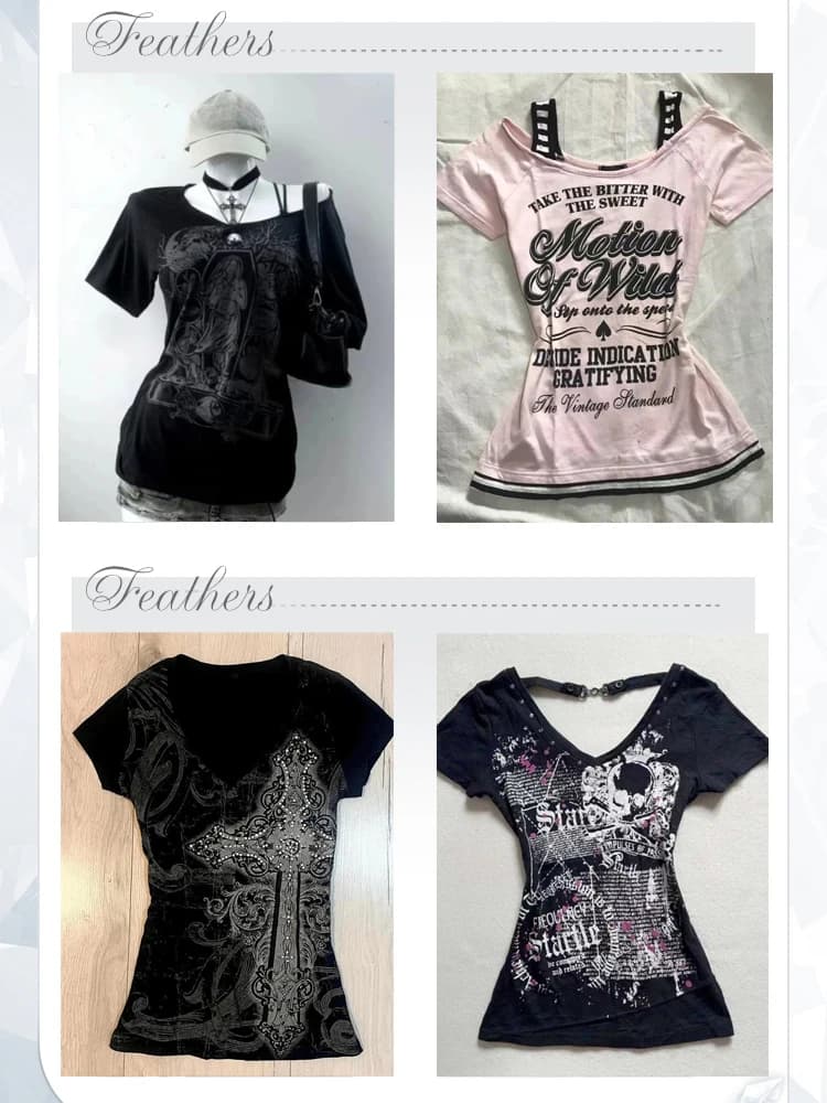 2025 Ropa Mujer Summer Tshirts for Women V-neck Short Sleeve Tunic Camisetas Pink Print Tees Crop Tops Casual Chic Y2k T-shirt