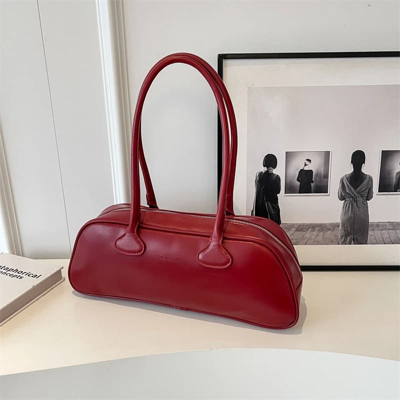 High Quality Portable Quiet Luxury Women's Underarm Bag Simple Solid Color Designer Shoulder Bag Trend PU Leather Handbag Ladies