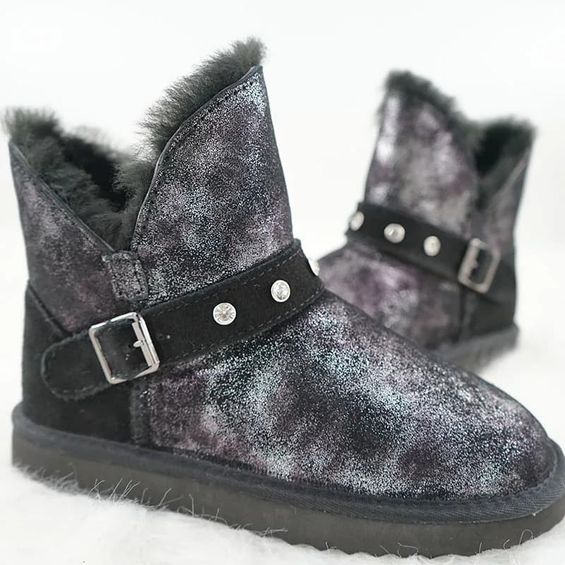 Fashion Boots 100% Genuine Cowhide Leather Snow Boots Classic Women Boots Thick Wool Lining Warm Winter Shoes for Women