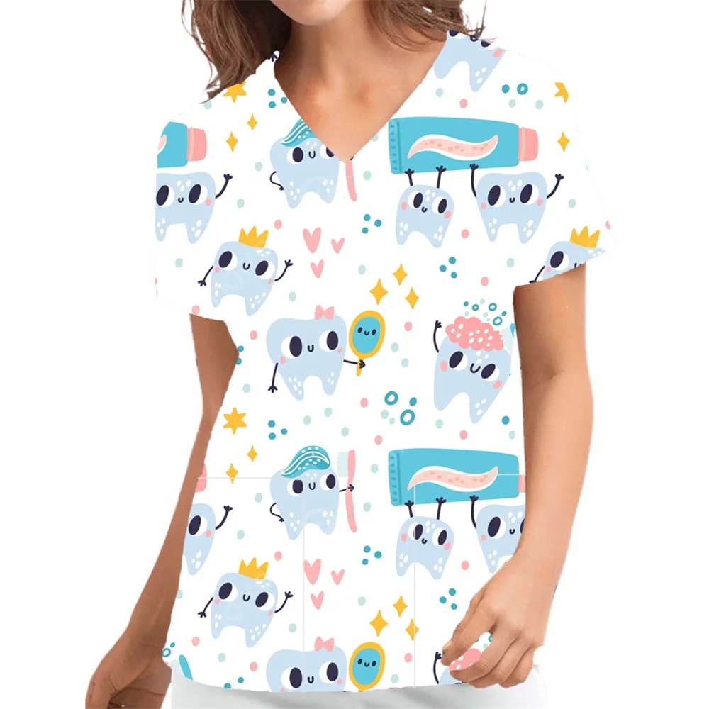 New Veterinary Dentist Scrubs Medical Uniforms Woman Tops Fashion Slim Beauty Scrub Clothes Spa Nurse Medical Lab Medical Unifor