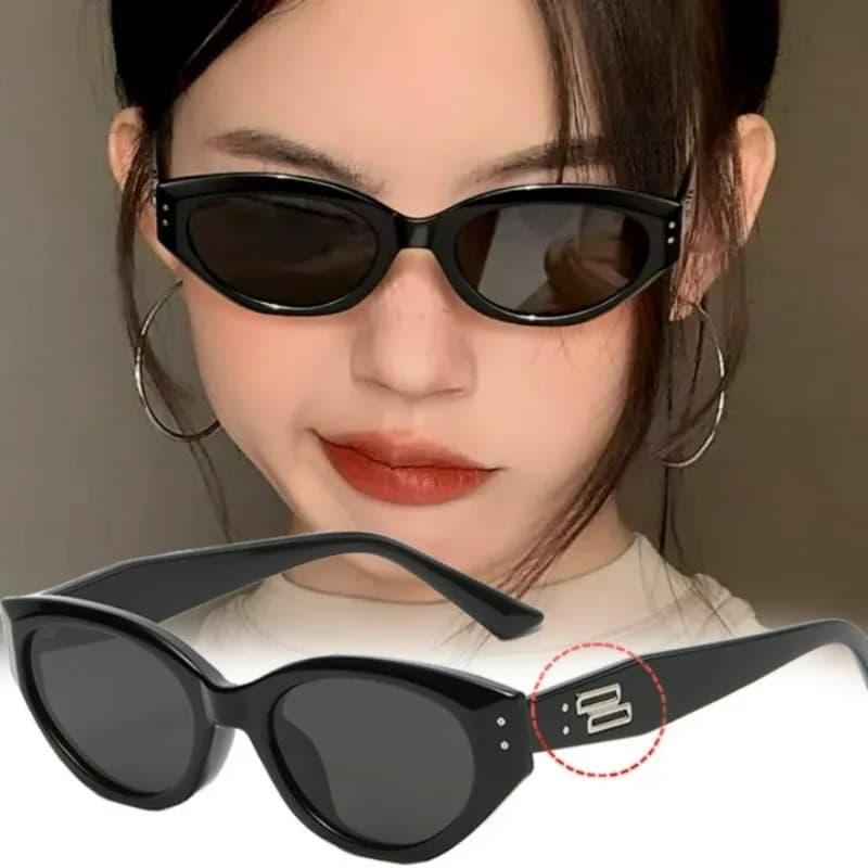 Cat Eye Sunglasses Vintage Metal Hinge Frame Women Fashion Outdoor UV-proof Eyeglasses Unisex Luxury Small Oval Travel Eyewears