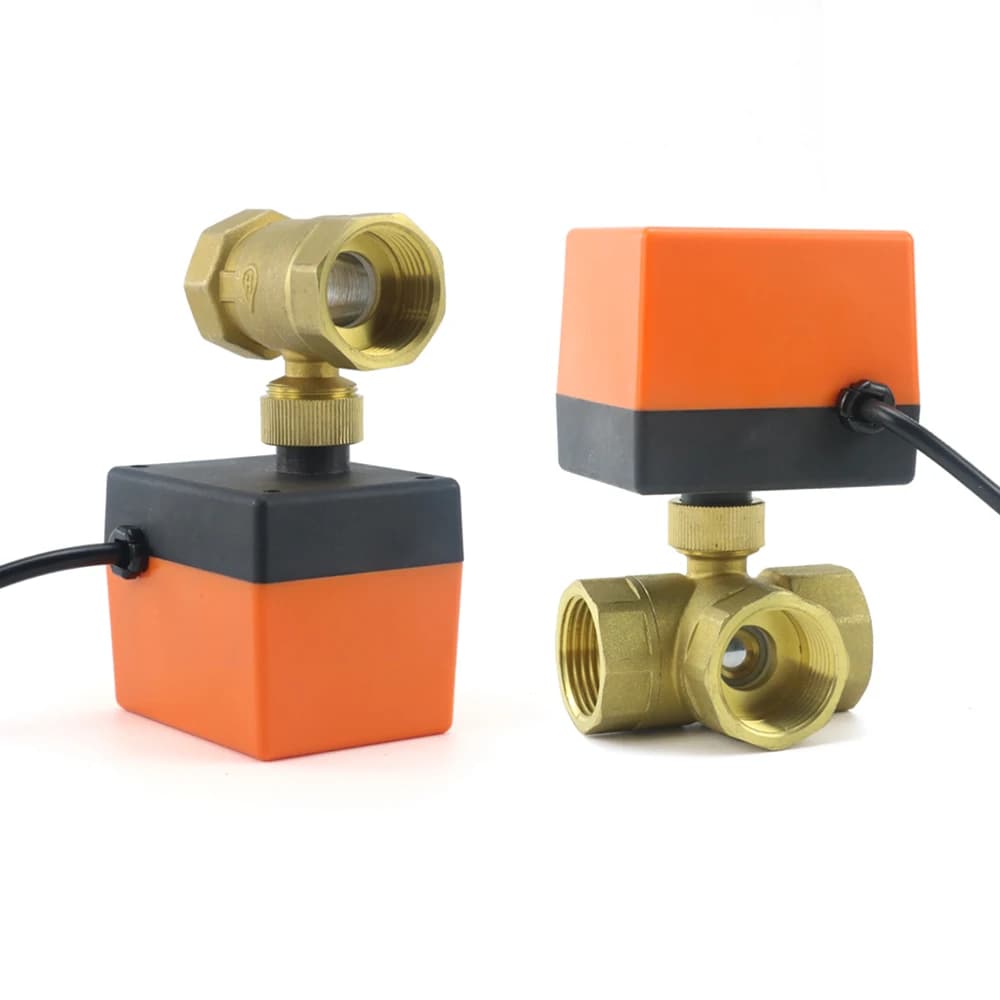 DN15/20/25/32 AC220V 12V Two/Three-way Brass Electric Ball Valve Three Wire Two Control 2-way 3-way Solenoid Valve 1/2" 3/4" 1"