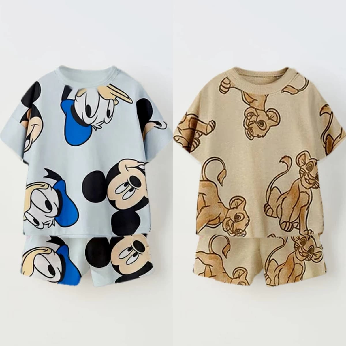 Short Sleeve Tshirt Shorts Two Piece Casual Sports Cotton Wear Babies Boys Round Neck Tops Set Cartoon Printed Summer Clothing