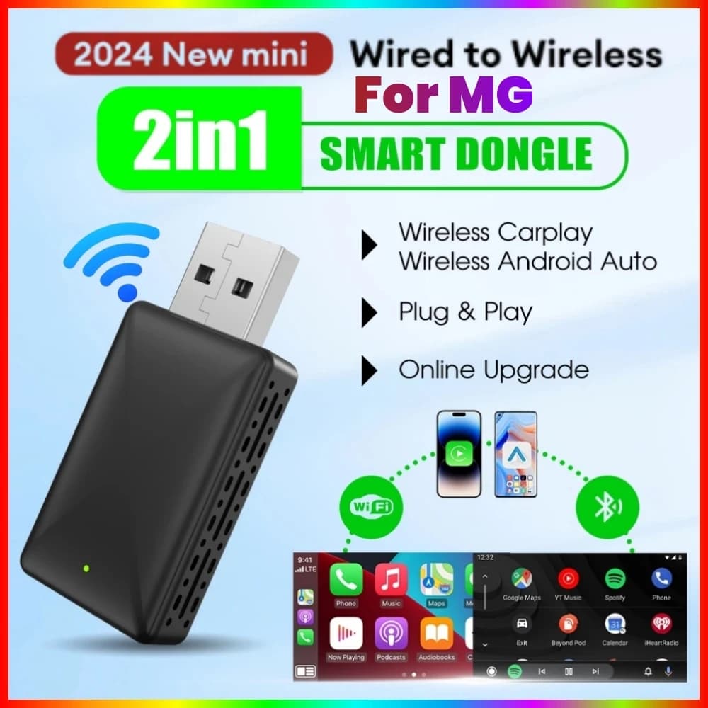 Wireless Carplay Adapter Android Auto Wireless Smart Dongle 2in1 For For MG ZS EV MULAN MG4 MG5 EHS MARVEL R MAXUS