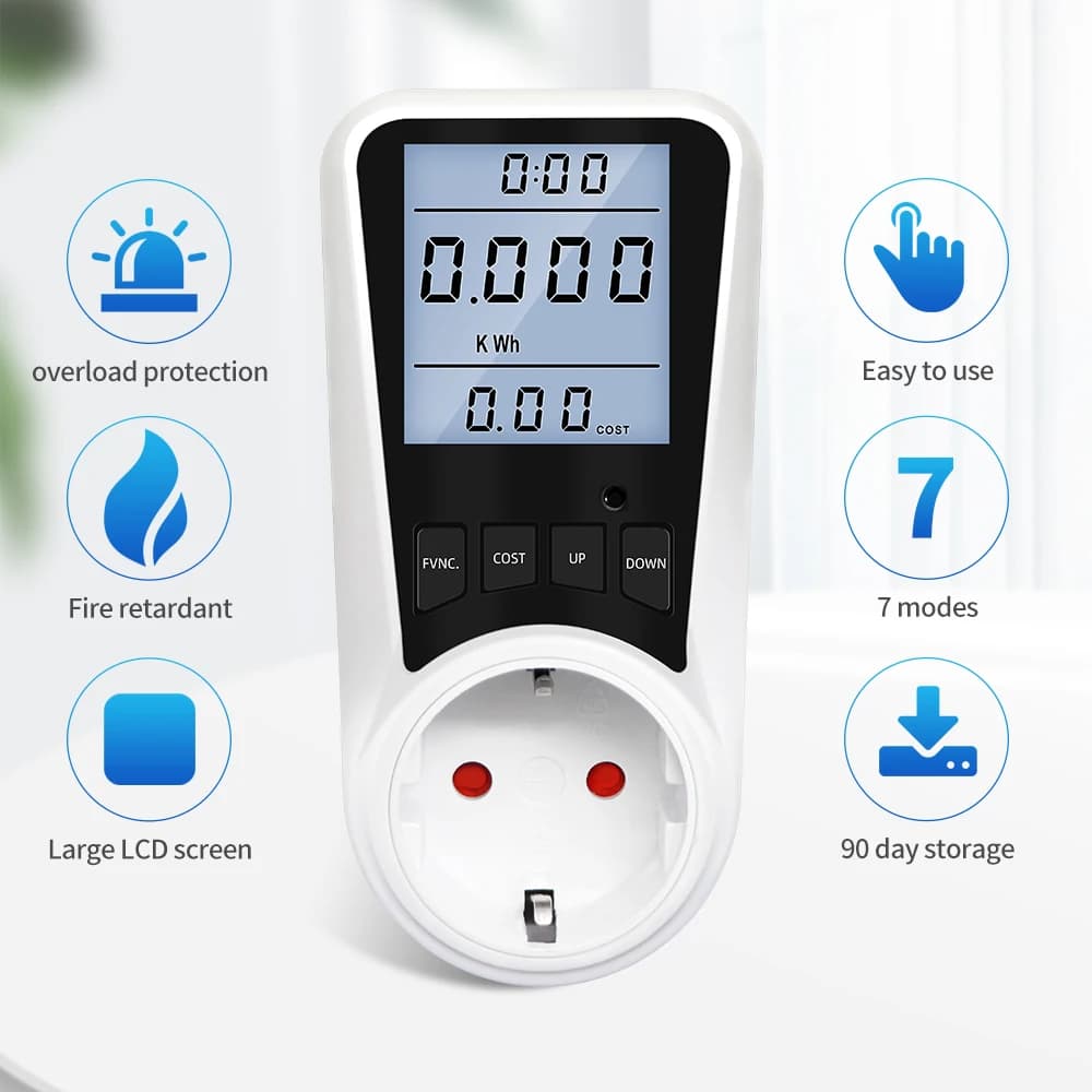 Digital Wattmeter 220V 110V AC Power Meter Electricy Consumption Energy Meter EU Plug BR FR AU US UK IT TH Power Kwh Wattage