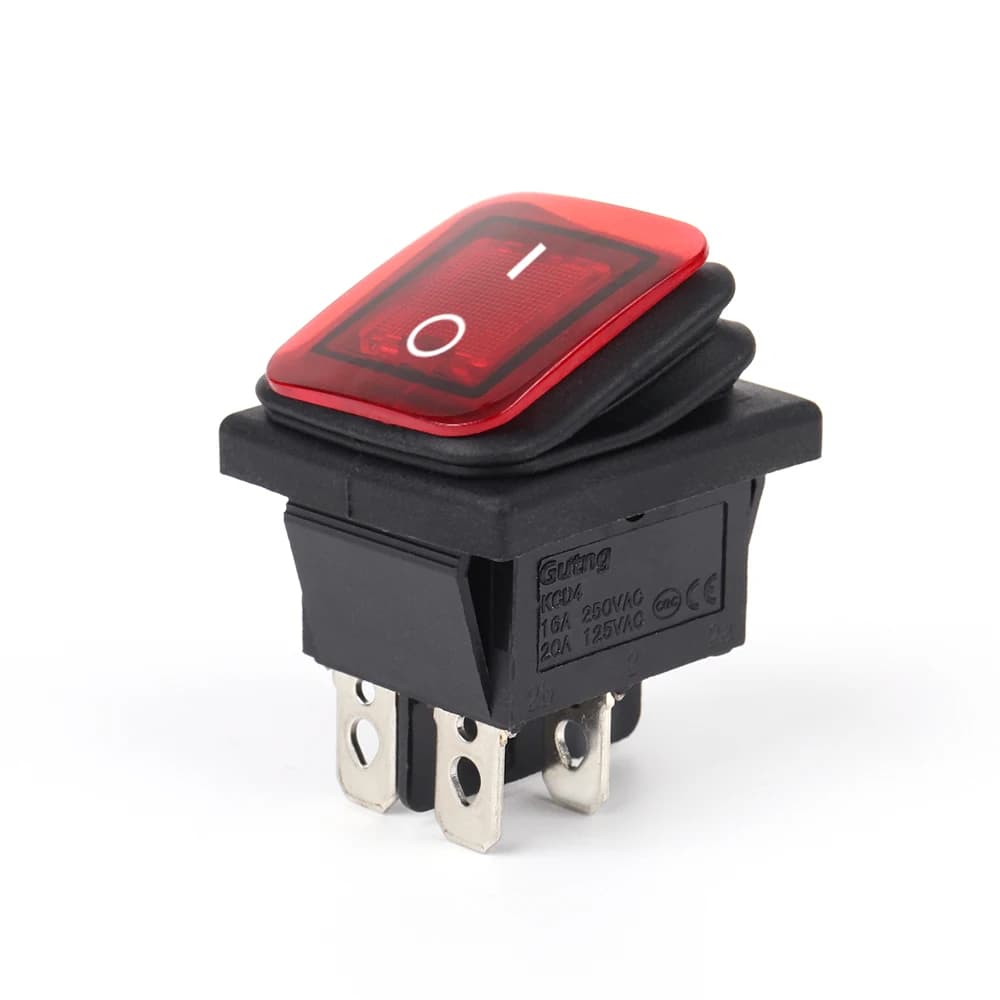 2 PCs Waterproof Rocker Switch on-off Push Button Switch 4-pin