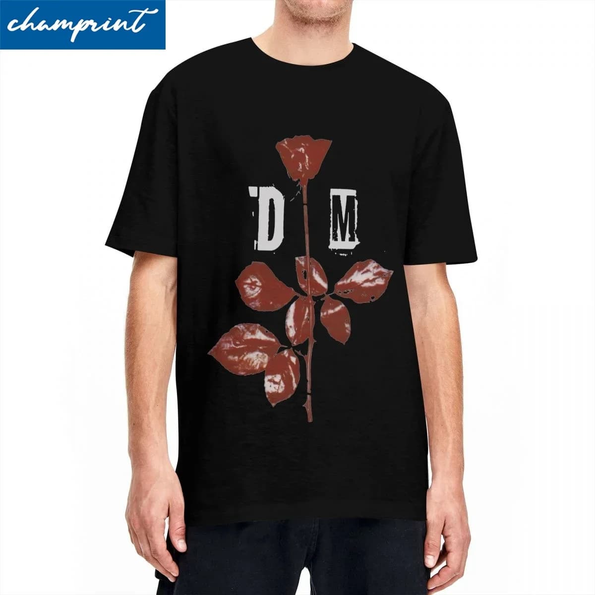 Depeches Mode T Shirts for Men Women 100% Cotton Novelty T-Shirt Round Neck DM Rose Tee Shirt Short Sleeve Clothing